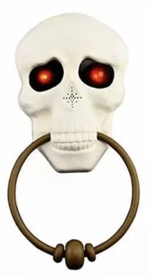 Halloween Scary Doorbell (White with Gold Door Knocker Ring, 11.5 in long x 6 - Image 1 of 2