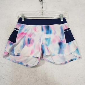 Athleta Girl Record Breaker 3" Short Girls Large (12) Multicolor Blue Lined Run - Picture 1 of 10