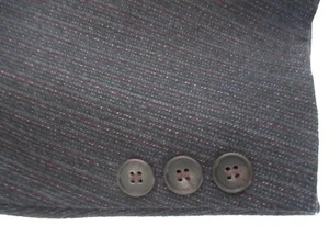 Vtg 70s Gray Red Pinstripe 3-Pc Suit Vest Flare Leg Pants Banker Pimp Disco 38 - Picture 1 of 12