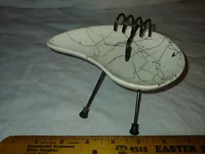 Vintage MCM Retro Space Age Atomic UFO Black White Rare Ashtray Wire Tripod - Picture 1 of 12