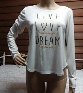 No Boundaries Blouse Juniors Sz S (3-5) Ivory Gold Accent Graphics New (D-73) - Picture 1 of 10