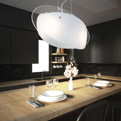 ETC-SHOP Hängeleuchte Pendelleuchte Esszimmerlampe Metall weiß 2 flammig HxB 100x52 cm