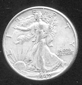 1942 WALKING LIBERTY HALBER DOLLAR (V860) 90 % SILBER - Bild 1 von 2
