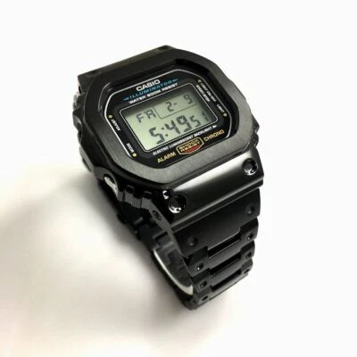 Casio Metal G-Shock DW5600 Mod Black PVD Steel Bezel Bracelet 5600 Full Custom - Image 1 of 4
