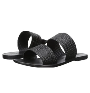 Sol Sana Lucy Slide Two Band Leather Black Sandal, Sz 7.5 , EU 38 - Picture 1 of 7