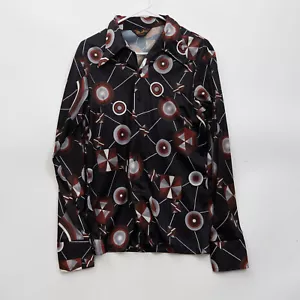 Vintage 1970’s Men’s Black & Brown Gogo Groovy Disco Button-up Shirt Medium - Picture 1 of 4