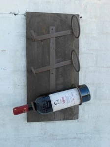 Wandweinregal Weinregal Weinflaschenhalter Holz u. Eisen massiv 47 cm - Bild 1 von 1