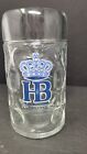 HOFBRAUHAUS Hofbrau HB Munchen Munich Dimpled Beer Glass Mug Stein Authentic 1L