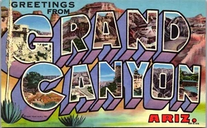 Vintage Postkarte Leinen Großbrief Grüße Grand Canyon Arizona AZ Curt Teich - Bild 1 von 3