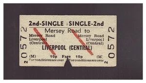 British Railways 2nd Class Single Ticket - Mersey Road to Liverpool (Central) - Picture 1 of 1