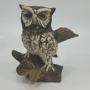 Homco, Porcelain Owl Figurine #1114, Owl Perched on Branch LGHKC - Picture 1 of 12