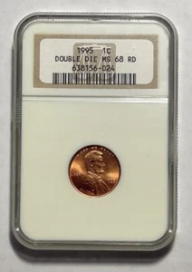 1995 1C Doubled Die Lincoln Cent NGC MS-68 RD - Picture 1 of 12