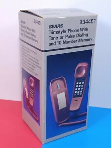 Vintage NOS Sears Trimstyle Wall Mount Phone Burgundy Retro Mint Unused In Box