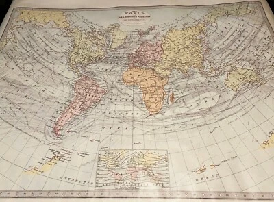 IKEA BJORKSTA Picture, Historical World Map 1881 Canvas (NO Frame) 78 3/4" x 55" - Image 1 of 4