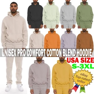 Unisex Cotton Blend Pro Comfort Hoodie Soft Stretch Sweater Sweatshirt Hooded - Picture 1 of 26
