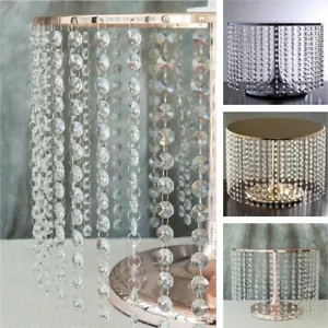 12" hoch Metall TORTENSTÄNDER Kristall Anhänger Hochzeit Party Home Dekorationen ANGEBOT - Bild 1 von 8
