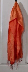 Vintage orange Seidentuch Fransenborte 62" x 17" - Bild 1 von 8