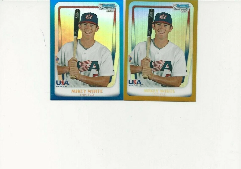 TWO 2011 Bowman Chrome USA 18U Refractors MIKEY WHITE#18u-26 one gold one blue - Image 1 of 1