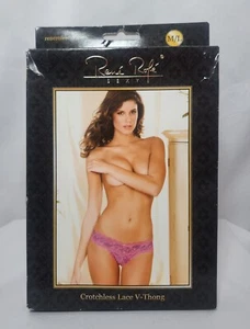 RENE ROFE CROTCHLESS PINK LACE V THONG PANTY Size SM-ML - Picture 1 of 2