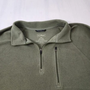 LL Bean 1/4 Zip Pullover Mens XXL Green Fleece Front Zip Pocket Polyester 271476 - Picture 1 of 7