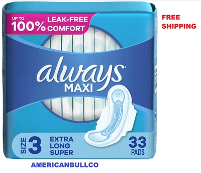 Always Maxi Pads with Wings, Size 3, Extra Long Super Absorbency, 33 CT - Image 1 of 4