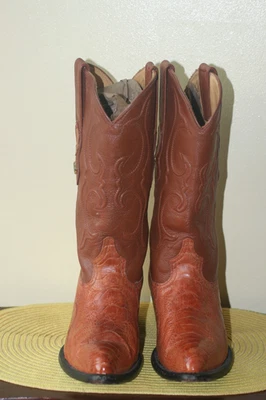 BOTAS LOS ALTOS GENUINAS COCODRILO DOS TONOS MARRÓN MUJER WESTERN PUNTA CORTA 8 1/2 Foto 1 de 4