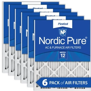 10x20x1 (9_1/2x19_1/2) Pleated MERV 12 Air Filters 6 Pack - Picture 1 of 7