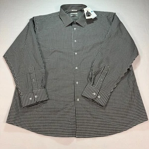 Lucky Brand Men's XXL 18-18.5 Gingham Dress Shirt Black White Long Sleeve NWT - Picture 1 of 13