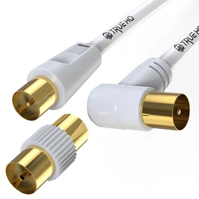 Coaxial TV Aerial Cable | Male to Male Extension Lead Antenna RF | 1M 2M 3M 5M - Image 1 of 4