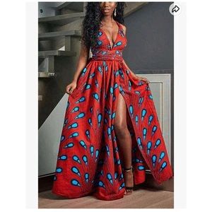 Mujer Floral Estampado Infinito Abertura Lateral Maxi Vestido Mujer Gran Evento Elegante - Imagen 1 de 6