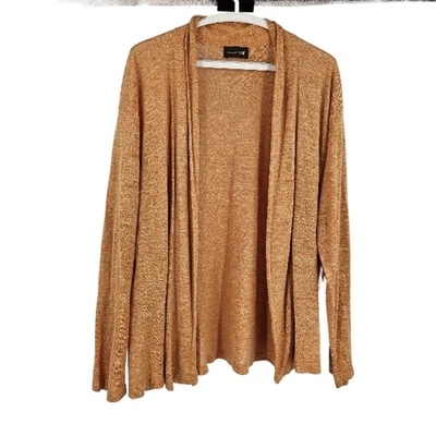 Cárdigan Suéter Eskandar Naranja De Gran Tamaño Tejido Seda Manga Larga Frente Abierto Talla M Foto 1 de 4