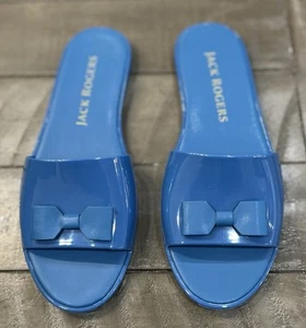 Jack Rogers Damen-Pantoletten flache Sandalen Größe 7 blau Slipper bequeme Schleife - Bild 1 von 4