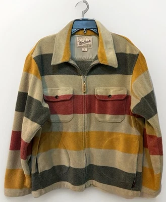 Cobertor Woolrich vintage anos 90 masculino externo XL zíper lã listra Hudson Bay - Imagem 1 de 4