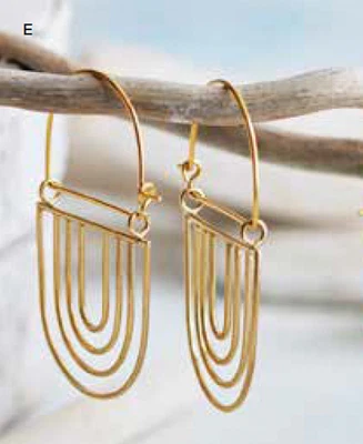 Brass Arch Hoop Earrings 2" – Gold-Plated Wires – Handmade Modern Boho MSRP $45 - Image 1 of 3