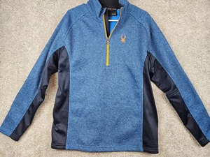 SPYDER Sweater Jacket Core Blue HEAVYWEIGHT Fleece lined Full Zip MENS X-Large - Picture 1 of 11