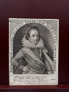 Antique Engraving Portrait of Frederick V, Elector Palatine of the Rhine Bohemia - Picture 1 of 2