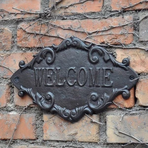 Welcome Sign Iron Rustic Vintage Wall Mounted Wall Decor for Gate Store Cafe - Picture 1 of 6