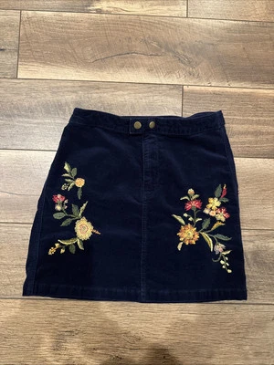 Falda Mossimo Mujer Talla XS Azul Pana Floral Bordada Mini Cottage Core Foto 1 de 4