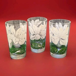 Juego de 3 vasos vintage con flores de magnolia Swigs Swigs de mediados de siglo - Imagen 1 de 14