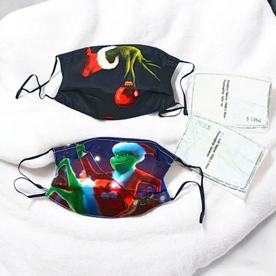 How the Grinch Stole Christmas Adjustable Face Mask Coverings With Filters - Image 1 of 4