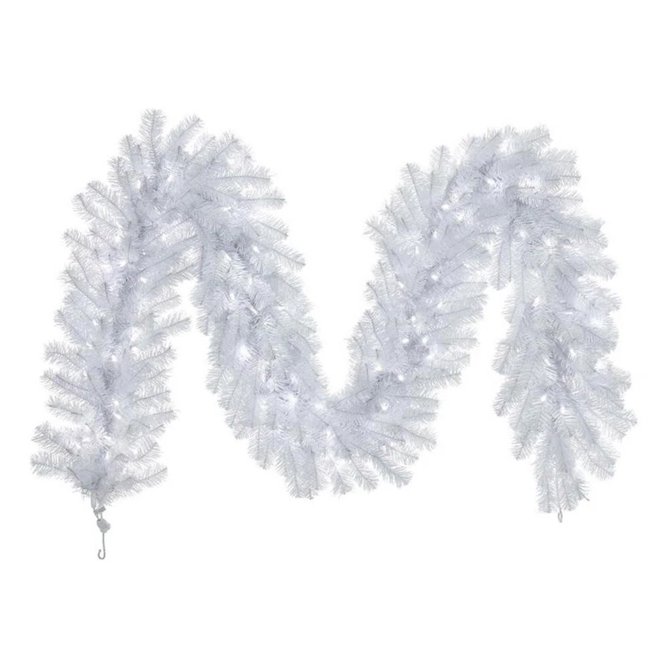 100 светодиодных елевых искусственных рождественских гирлянд Vickerman в хрустально-белом цвете - Изображение 1 из 1