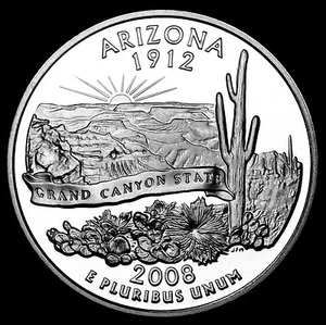 2008 S Arizona Mint Clad Proof Statehood Washington Quarter from U.S. Proof Set - Picture 1 of 2