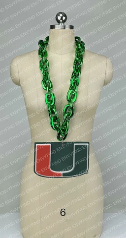 New NCAA MIAMI HURRICANES Big Fan Chain GREEN Necklace with Foam LOGO MI USA Cover