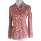 Vintage 1970S Patricia Flair Pink Printed Dagger Collar Blouse Top Shirt S