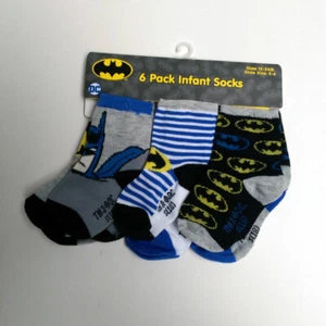 6 PAIR DC COMICS BATMAN Baby Infant Socks Lil Kids Boys 0~24 Months NEW - Picture 1 of 7