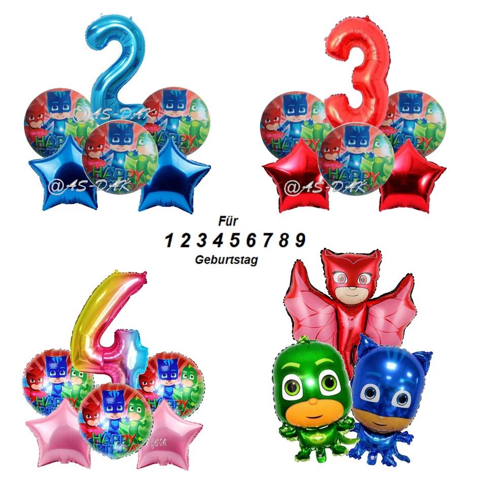 PJ Masks Catboy Gekko Eulette Pyjamahelden Folienballon Zum 1-6 Jungen Mädchen - Bild 1 von 1