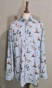 Emmett London Austrian Skiers Cotton Slim Fit Longsleeve Shirt Blue Size XL  - Picture 1 of 10