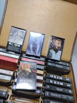 Cassette Lot With Case-Vintage 80/90’s Era, 59 Cassettes, Case Holds 60 Tapes - Image 1 of 4