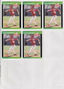1989 Donruss Rookies # 40 Cardinals Cris Carpenter  RC  (5) NRMT -MT or better