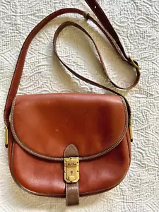 1980s Mark Cross Country Brown Leather Saddle Bag Purse Adjustable Strap Classic - Picture 1 of 19